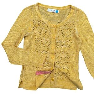 Sparrow by Anthropologie Wool Cotton Blend Knit Cardigan Sweater Canary Yellow